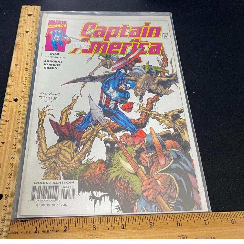 Captain America Comic Book #28 Marvel Comics Direct Edition Jurgens Kubert Green